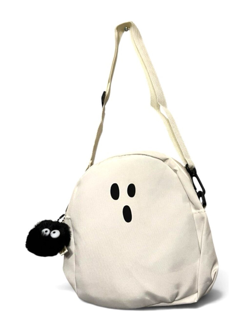 Novelty White Funny Cute Ghost Crossbody Bag Adjustable Strap Nylon New